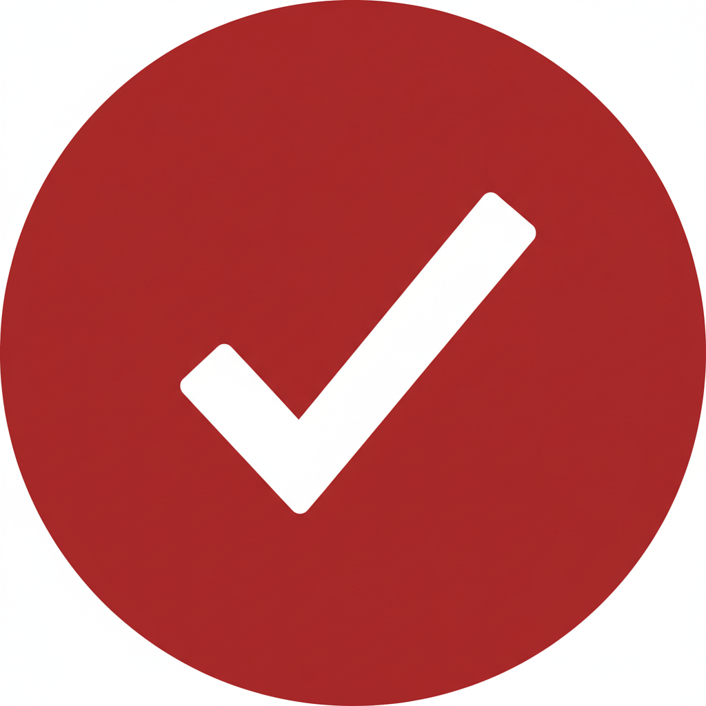 Checkmark Icon - Weiß auf Rot