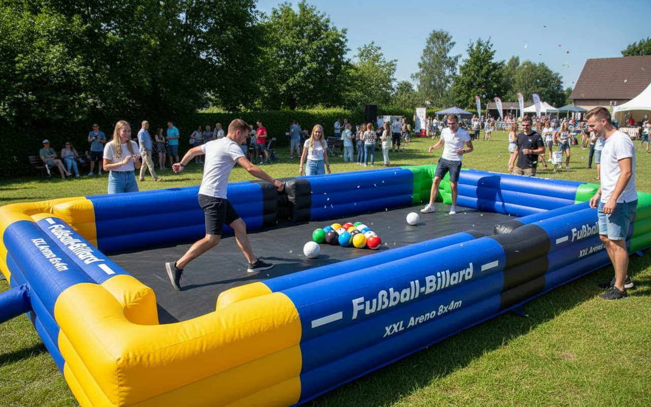 Fußball-Billard in Aktion